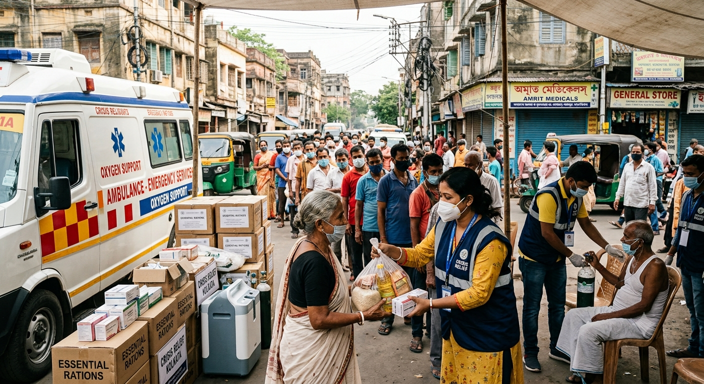 Food, medicine and oxygen distribution during crisis